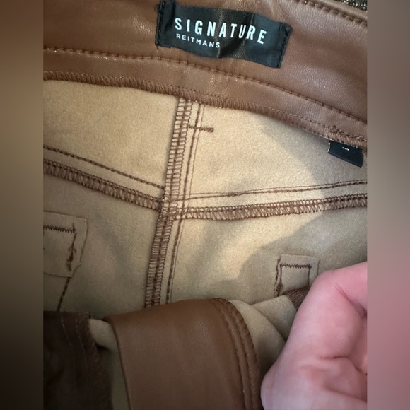 Reitmans faux leather cognac brown high waisted straight leg pants - Picture 4 of 5